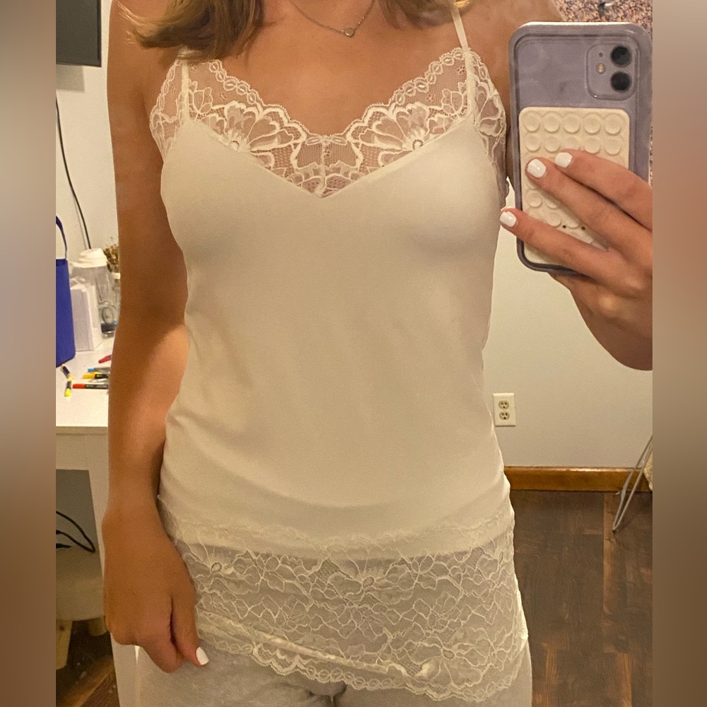 White House Black Market Ivory Lace Camisole